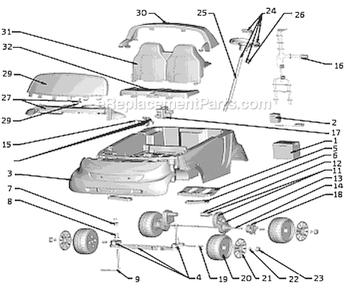 Page A Diagram and Parts List for T5407  Power Wheels Ride-On Cars